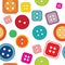 Seamless pattern: colored buttons on a white background