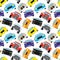 Seamless pattern with colored cars.