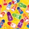 Seamless pattern - colored children gumshoes