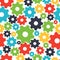 Seamless pattern colored gears of different sizes