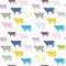 Seamless pattern with the colored image of silhouettes of cows