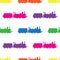 Seamless pattern with colored locomotives on white background.