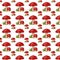 Seamless pattern with colored mushrooms