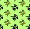 Seamless pattern with colored olives. Hand drawn olive branch. VECTOR illustration, olives. Green backdrop.
