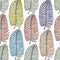 Seamless pattern with colored palm leaves.