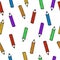 Seamless pattern of colored pencils. Bright stationery on a white background