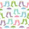 Seamless pattern with colored rubber boots and umbrellas under r