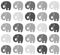 Seamless pattern with colored stylish funny elephants. Vector illustration