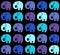 Seamless pattern with colored stylish funny elephants. Vector illustration