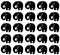 Seamless pattern with colored stylish funny elephants. Vector illustration