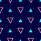 Seamless pattern with colored triangles drawn by hand. Simple repeating geometric print.