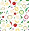 Seamless pattern with colored vegetables.