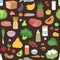 Seamless pattern with colored vegetables healthy vegetarian food vegan fresh organic vector illustration