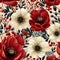 Seamless pattern with colorful anemone flowers