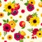 Seamless pattern with colorful autumn flowers. Vector illustration.