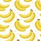 Seamless pattern, colorful bananas on a white background. Fruit background, textile vector