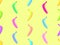 Seamless pattern with colorful bananas on a yellow background. Exotic multi-colored bananas in the style of the 80s. Design for