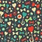 Seamless pattern with colorful butterflies and flowers.