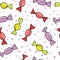 Seamless pattern with colorful cartoon candies.