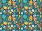 Seamless pattern with colorful cooking icons