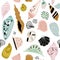 Seamless pattern with colorful creative seashells. Creative marine texture. Great for fabric, textile Vector Illustration