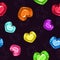 Seamless pattern with colorful crystal hearts