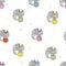 Seamless pattern with colorful cute circus elephants.