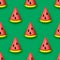 Seamless Pattern with Colorful Cute Watermelon Slice in Modern Plastic Style