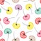 Seamless pattern with colorful dandelions