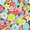 Seamless pattern of colorful differently shaped