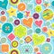 Seamless pattern of colorful differently shaped