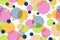 Seamless pattern of colorful dots and geometric circle modern on white background