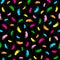 Seamless pattern with colorful footprint on the black background