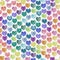 Seamless pattern of colorful hand painted aqua color hearts