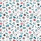 Seamless pattern with colorful health objects on white background. Hand drawn style