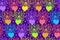 Seamless pattern with colorful hearts. Cute handmade illustration. Fire hearts. Flame heart. Seamless backdrop for arts,