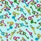 Seamless pattern with colorful keys, key chains