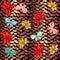 Seamless pattern with colorful leaves, butterflies