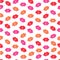 Seamless pattern colorful lipstick with kiss me words