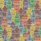 A seamless pattern with colorful old european buildings.