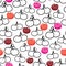 Seamless pattern with colorful and outlined cherries illustration