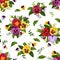 Seamless pattern with colorful pansy flowers.