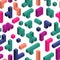 Seamless pattern with colorful pieces of electronic game in isometric style