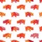 Seamless pattern with colorful pigs. Patchwork style.