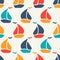 Seamless pattern of colorful sailboat shape