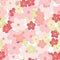 Seamless pattern, colorful sakura flowers on white background