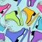 Seamless pattern of colorful skates