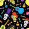 Seamless pattern with colorful skulls for day of the dead