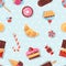 Seamless pattern colorful sticker candy, sweets