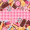 Seamless pattern colorful sticker candy, sweets